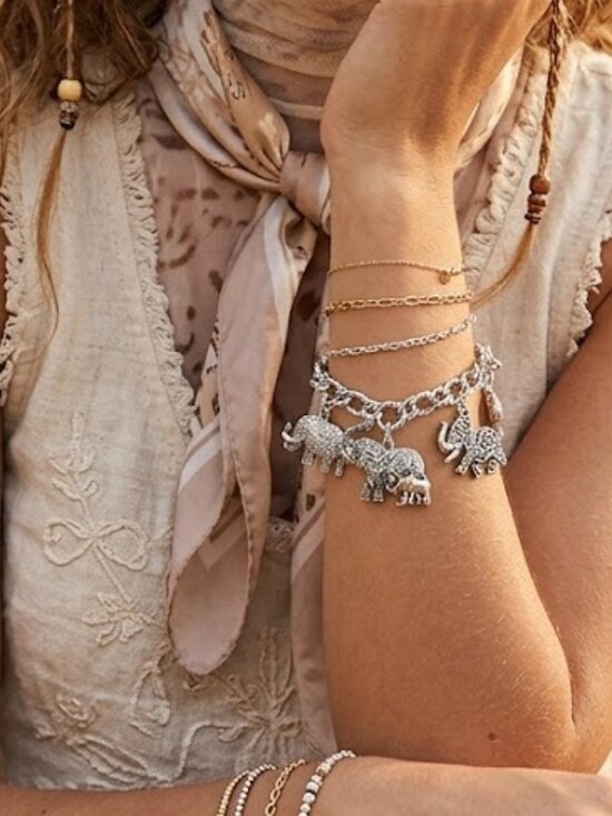 Boho Grow Studio Jewelry - Silver Elephant Boutique Boho Charm Bracelet - Brand NEW